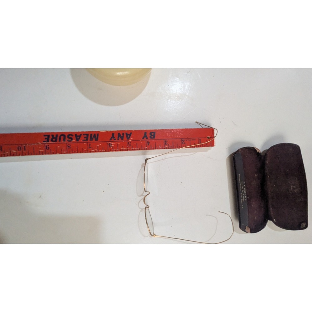Antique Wire Rim Glasses Oval Spectacles with Original C.W. Bailey M.D. Case - Picture 7 of 9